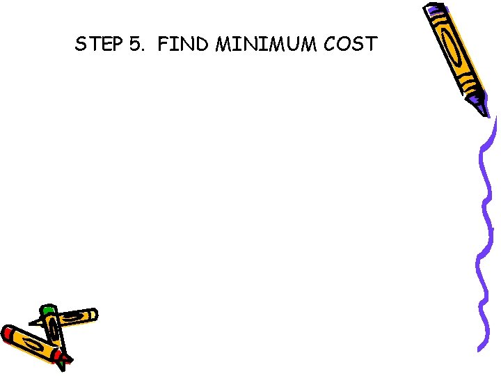 STEP 5. FIND MINIMUM COST 