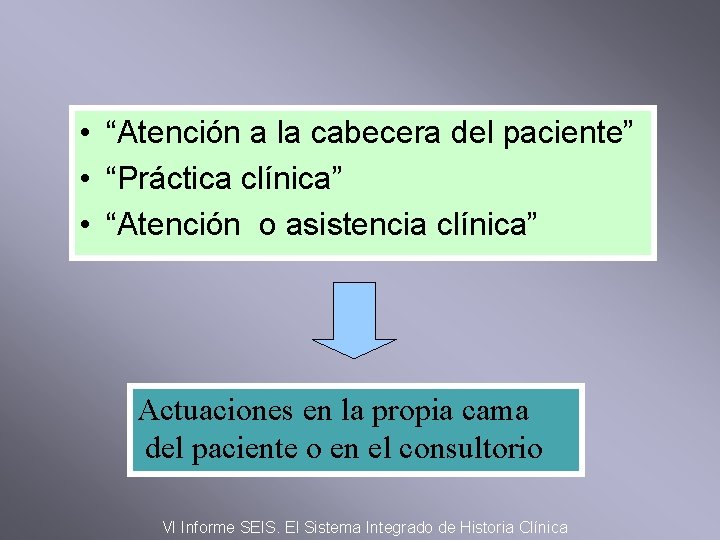  • “Atención a la cabecera del paciente” • “Práctica clínica” • “Atención o