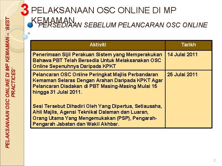 PELAKSANAAN OSC ONLINE DI MP KEMAMAN – ‘BEST PRACTICES’ OSC ONLINE DI MP 3