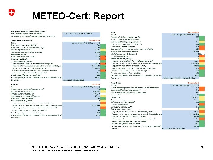 METEO-Cert: Report METEO-Cert - Acceptance Procedure for Automatic Weather Stations Joël Fisler, Marlen Kube,