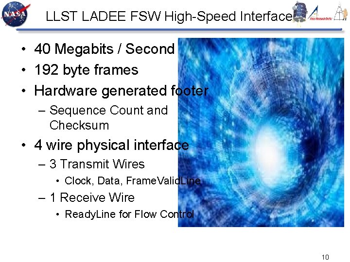 LLST LADEE FSW High-Speed Interface • 40 Megabits / Second • 192 byte frames