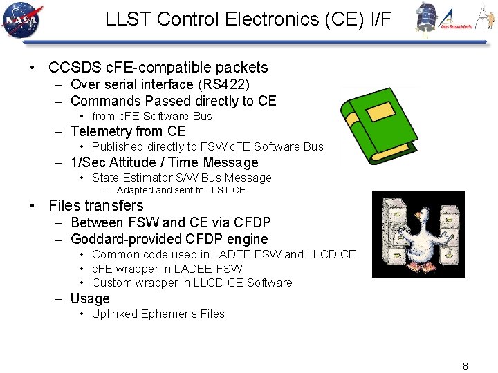 LLST Control Electronics (CE) I/F • CCSDS c. FE-compatible packets – Over serial interface