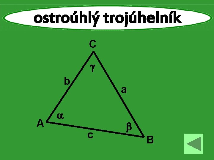 ostroúhlý trojúhelník C b A a c B 