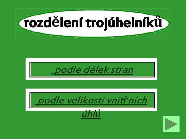 rozdělení trojúhelníků podle délek stran podle velikosti vnitřních úhlů 