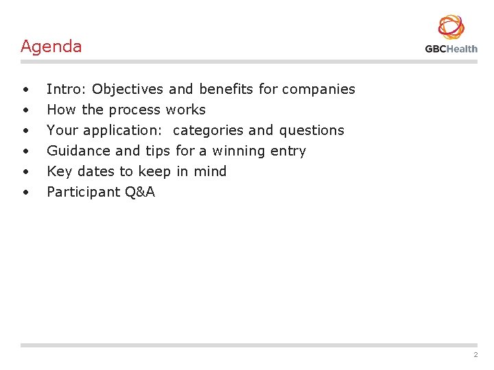 Agenda • • • Intro: Objectives and benefits for companies How the process works