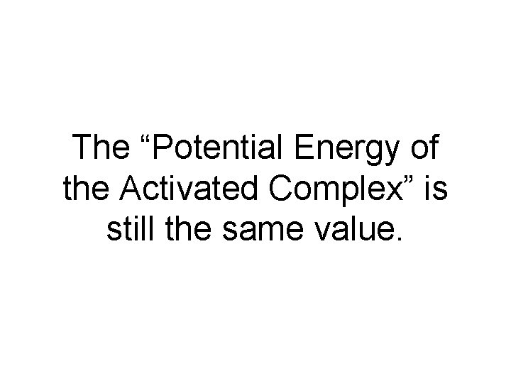 The “Potential Energy of the Activated Complex” is still the same value. 