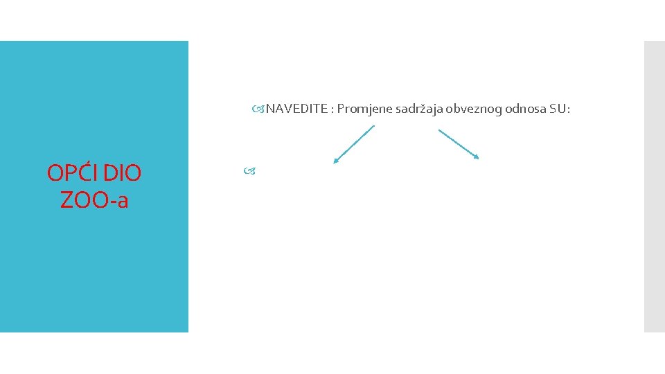  NAVEDITE : Promjene sadržaja obveznog odnosa SU: OPĆI DIO ZOO-a 