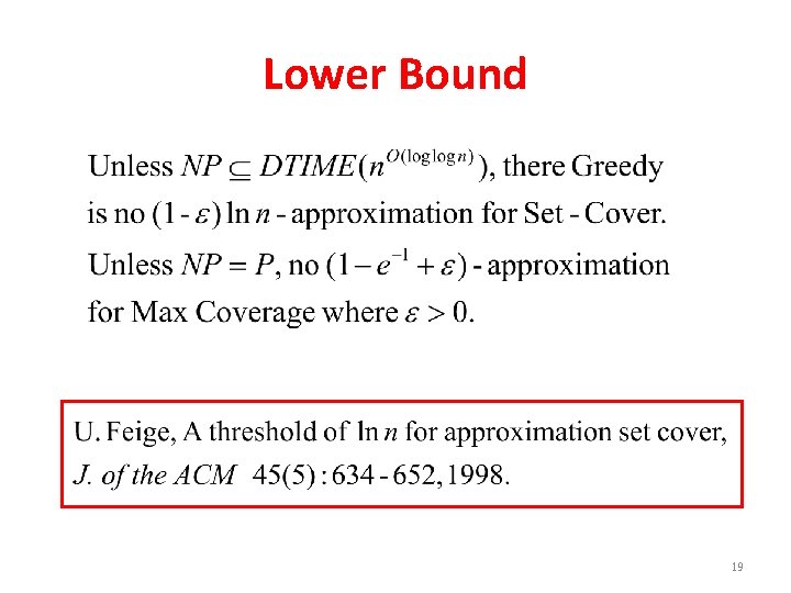 Lower Bound 19 