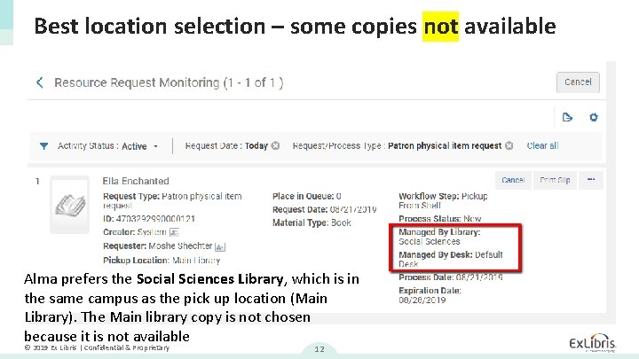 Best location selection – some copies not available Alma prefers the Social Sciences Library,