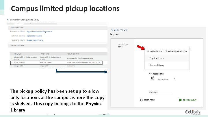 Campus limited pickup locations The pickup policy has been set up to allow only