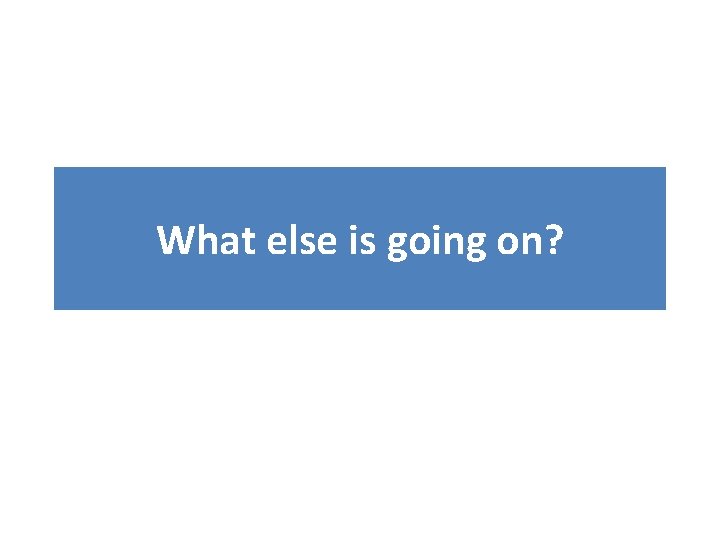 What else is going on? 