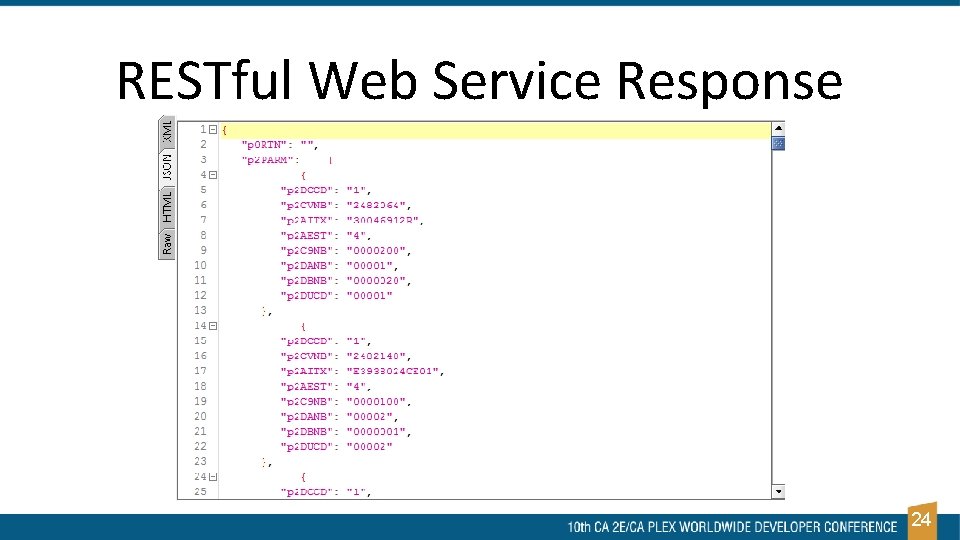 RESTful Web Service Response 24 RESTful Web Service Response 24