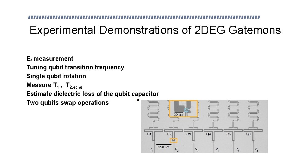 Experimental Demonstrations of 2 DEG Gatemons Ef measurement Tuning qubit transition frequency Single qubit