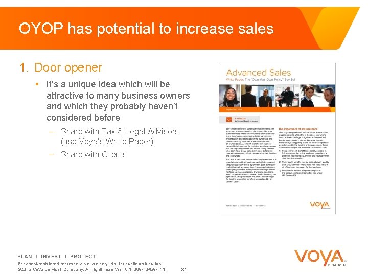 OYOP has potential to increase sales 1. Door opener § It’s a unique idea