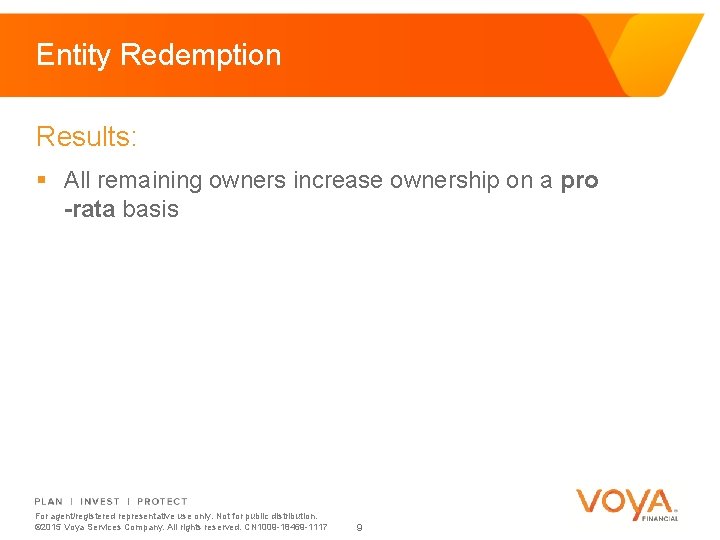 Entity Redemption Results: § All remaining owners increase ownership on a pro -rata basis