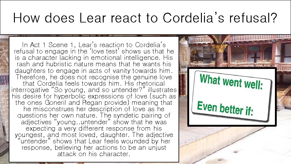 How does Lear react to Cordelia’s refusal? In Act 1 Scene 1, Lear’s reaction