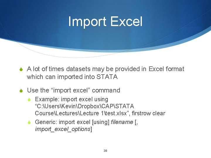 Import Excel S A lot of times datasets may be provided in Excel format