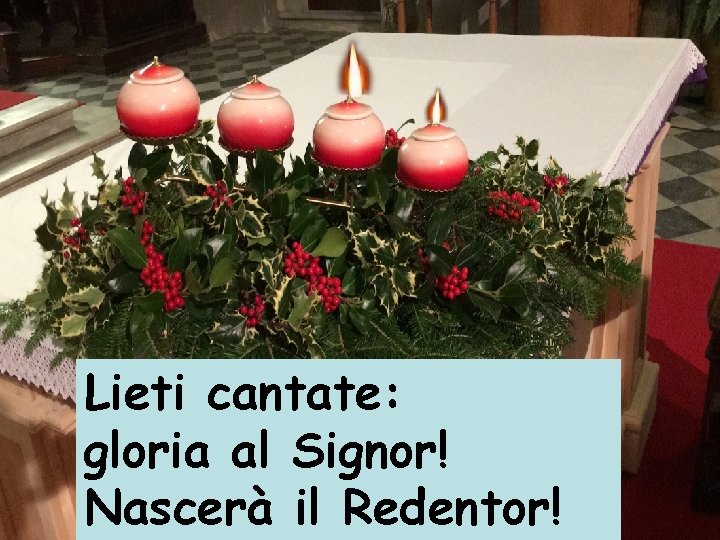 Lieti cantate: gloria al Signor! Nascerà il Redentor! 