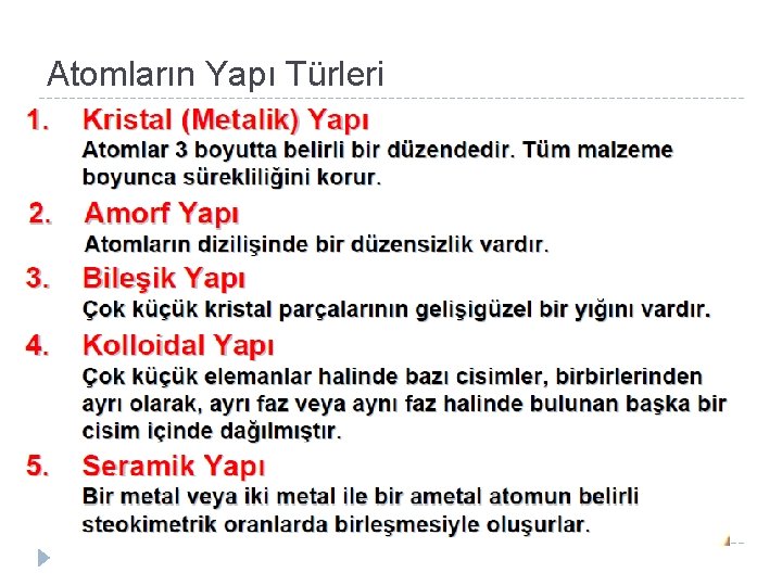 Atomların Yapı Türleri 