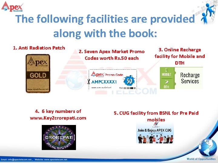 The following facilities are provided along with the book: 1. Anti Radiation Patch 2.