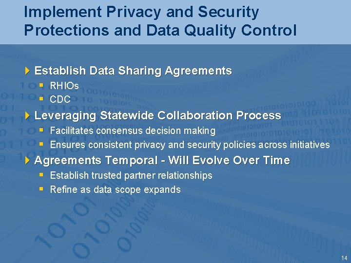 Implement Privacy and Security Protections and Data Quality Control 4 Establish Data Sharing Agreements