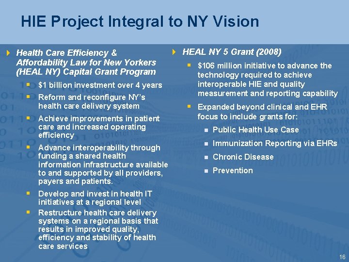 HIE Project Integral to NY Vision 4 Health Care Efficiency & Affordability Law for