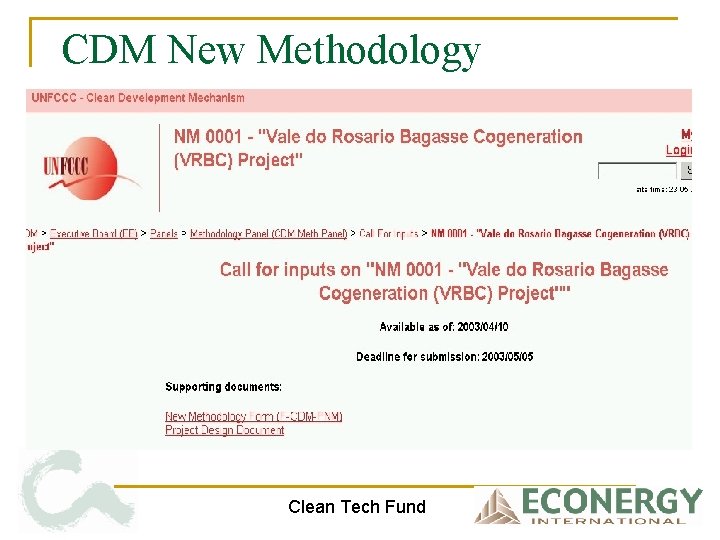 CDM New Methodology Clean Tech Fund 