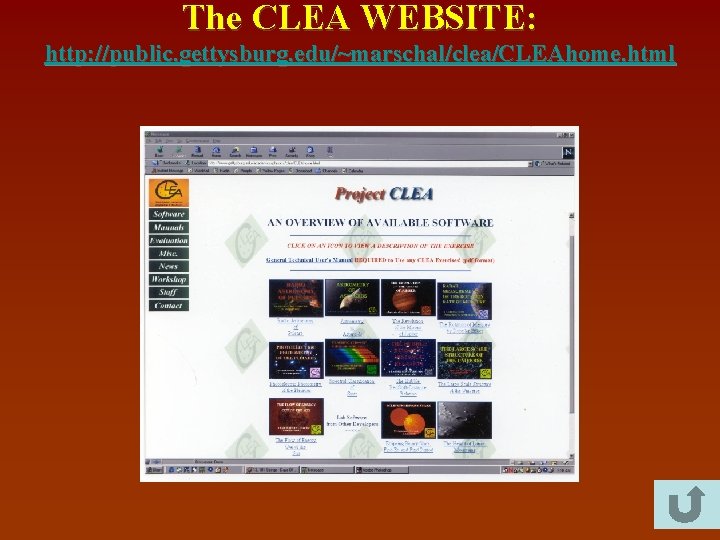 The CLEA WEBSITE: http: //public. gettysburg. edu/~marschal/clea/CLEAhome. html 