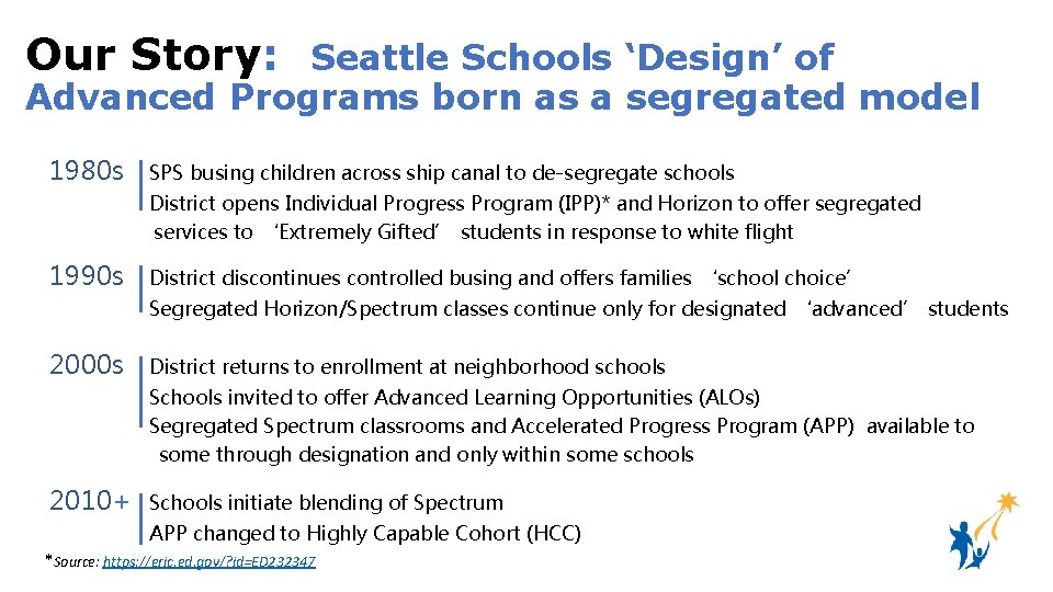 Our Story: Seattle Schools ‘Design’ of Advanced Programs born as a segregated model 1980