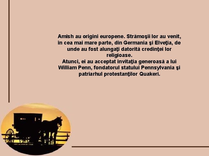 Amish au origini europene. Strămoşii lor au venit, în cea mai mare parte, din