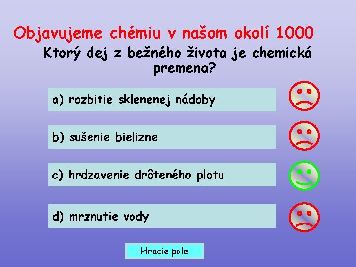 Objavujeme chémiu v našom okolí 1000 Ktorý dej z bežného života je chemická premena?