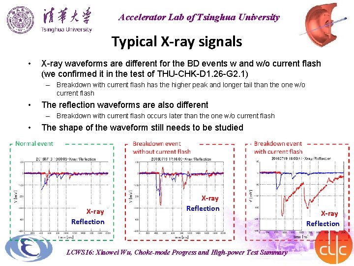 Accelerator Lab of Tsinghua University Typical X-ray signals • X-ray waveforms are different for