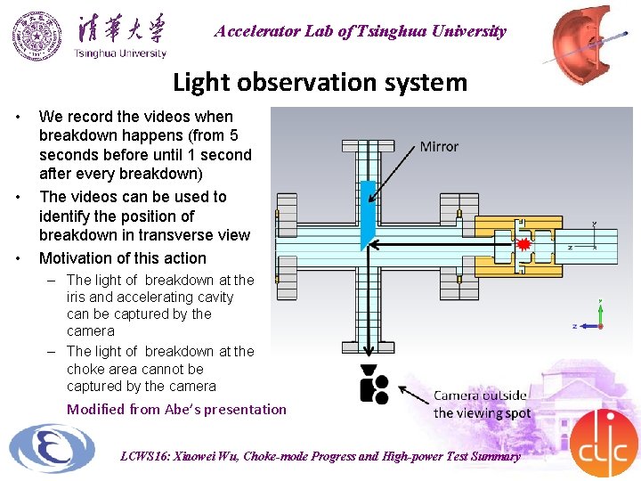 Accelerator Lab of Tsinghua University Light observation system • • • We record the