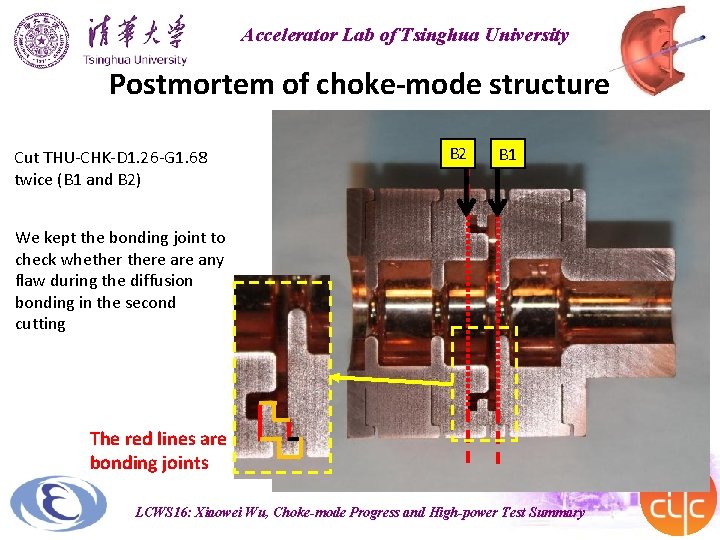 Accelerator Lab of Tsinghua University Postmortem of choke-mode structure Cut THU-CHK-D 1. 26 -G