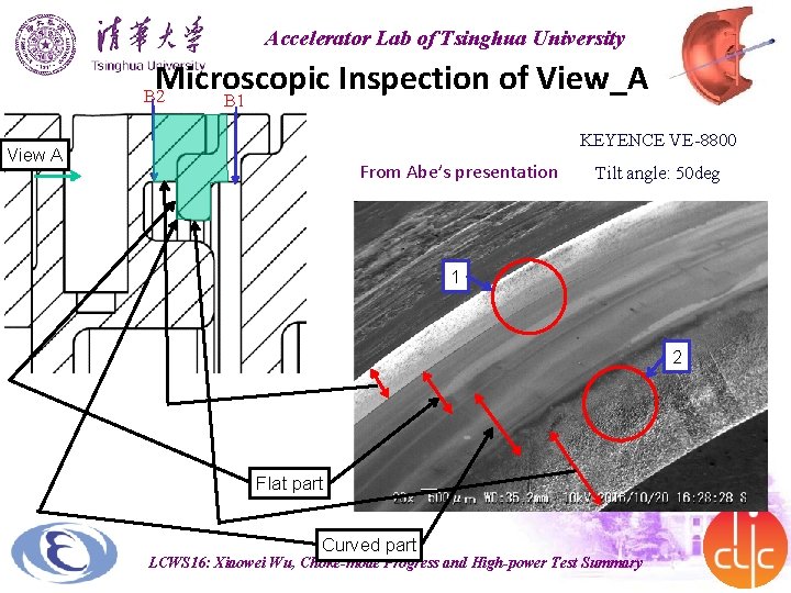 Accelerator Lab of Tsinghua University Microscopic Inspection of View_A B 1 B 2 KEYENCE