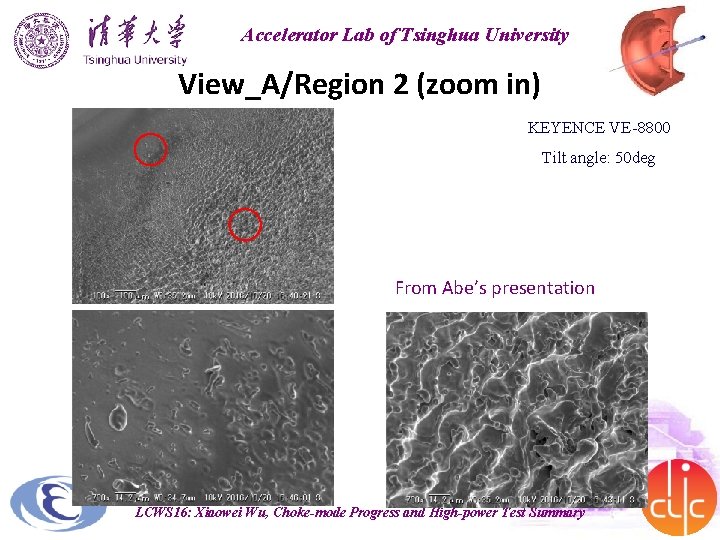 Accelerator Lab of Tsinghua University View_A/Region 2 (zoom in) KEYENCE VE-8800 Tilt angle: 50
