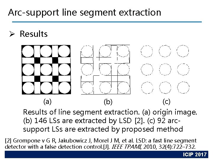 Arc-support line segment extraction Ø Results (a) (c) (b) Results of line segment extraction.