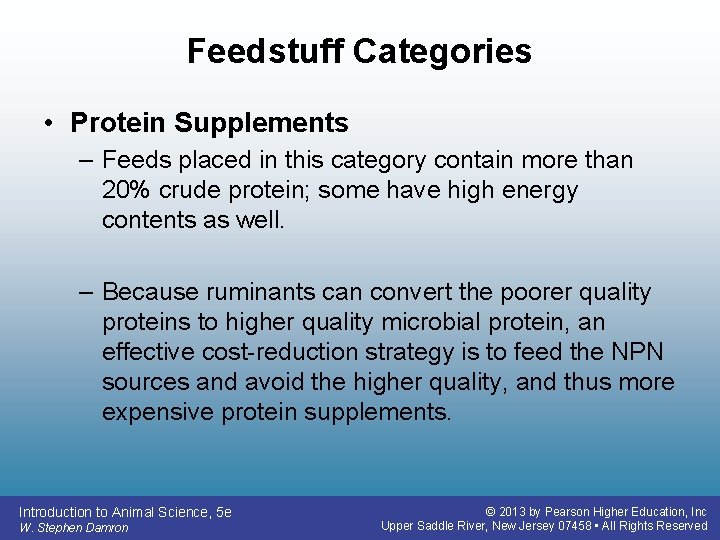 Feedstuff Categories • Protein Supplements – Feeds placed in this category contain more than Feedstuff Categories • Protein Supplements – Feeds placed in this category contain more than