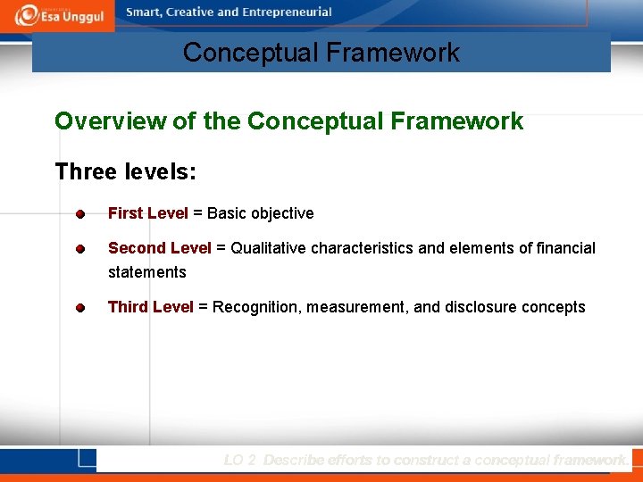 Conceptual Framework Overview of the Conceptual Framework Three levels: First Level = Basic objective