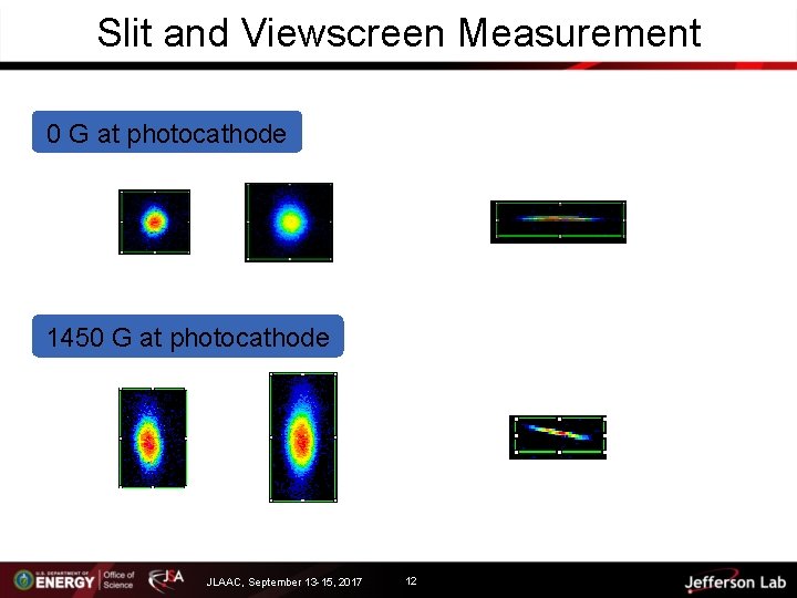 Slit and Viewscreen Measurement 0 G at photocathode 1450 G at photocathode JLAAC, September