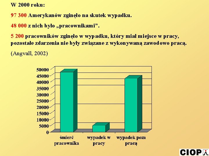 W 2000 roku: 97 300 Amerykanów zginęło na skutek wypadku. 48 000 z nich