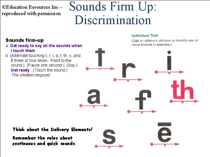 ©Education Resources Inc – reproduced with permission Sounds Firm Up: Discrimination Sounds firm-up a.