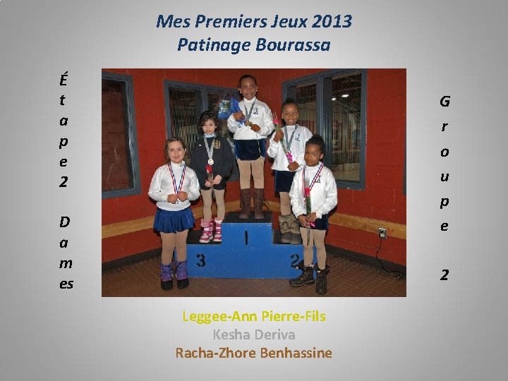 Mes Premiers Jeux 2013 Patinage Bourassa É t a p e 2 G r