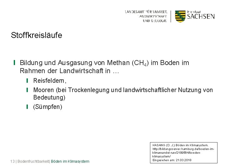 Stoffkreisläufe ❙ Bildung und Ausgasung von Methan (CH 4) im Boden im Rahmen der