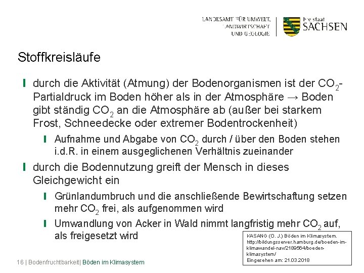 Stoffkreisläufe ❙ durch die Aktivität (Atmung) der Bodenorganismen ist der CO 2 Partialdruck im