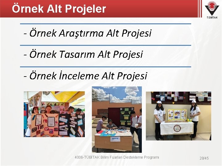 Örnek Alt Projeler TÜBİTAK - Örnek Araştırma Alt Projesi - Örnek Tasarım Alt Projesi