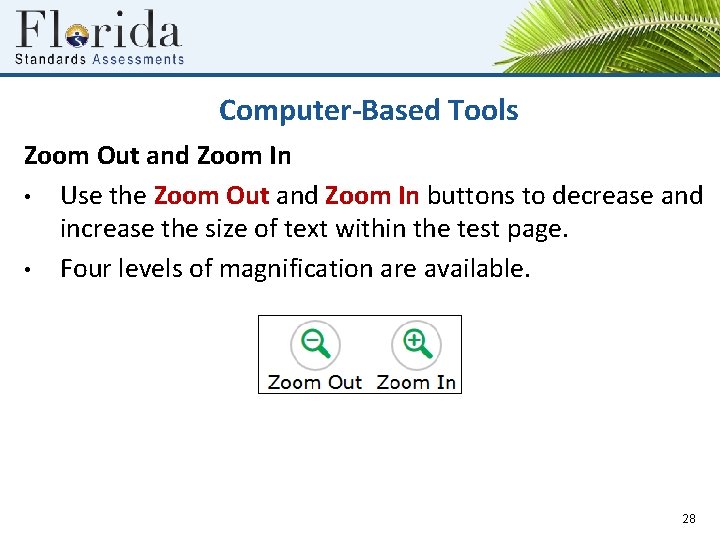 Computer-Based Tools Zoom Out and Zoom In • Use the Zoom Out and Zoom