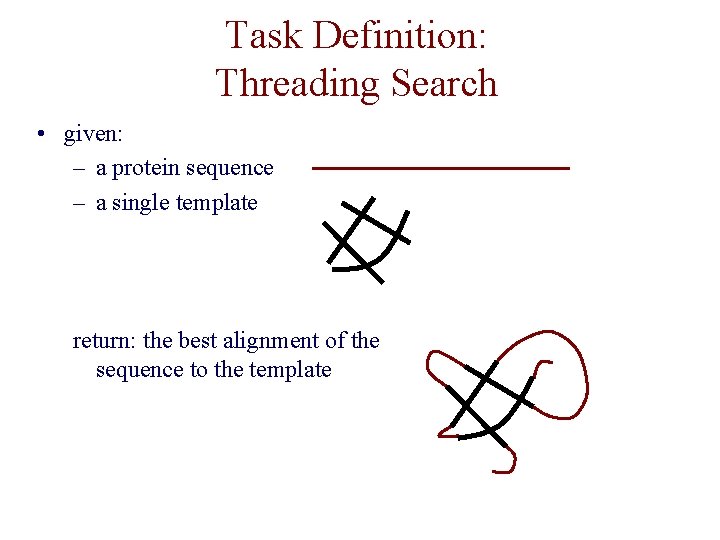 Task Definition: Threading Search • given: – a protein sequence – a single template Task Definition: Threading Search • given: – a protein sequence – a single template