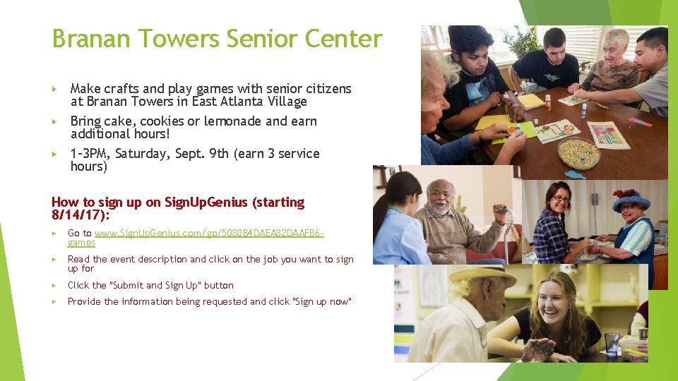 Branan Towers Senior Center ▶ ▶ ▶ Make crafts and play games with senior