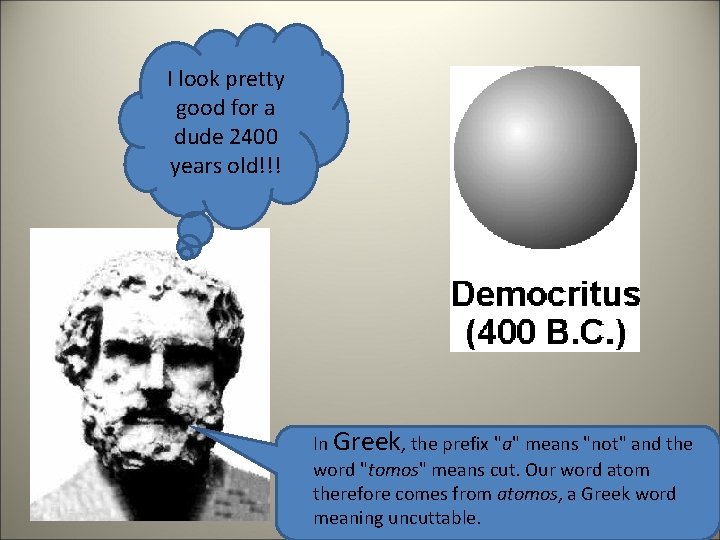 I look pretty good for a dude 2400 years old!!! In Greek, the prefix